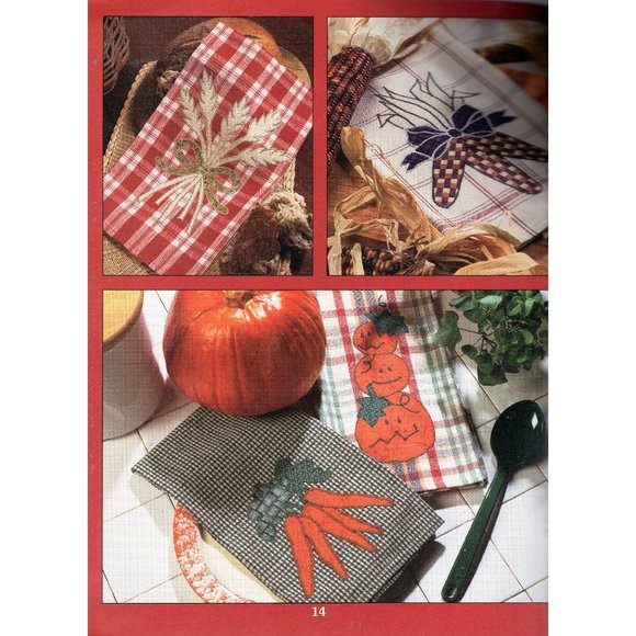 Sew Fun Holiday Towels 21 Applique Designs Leaflet 1712 Leisure Arts 1997 - Picture 4 of 6